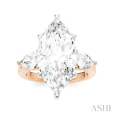 1 Ctw Tri-Mount Marquise Shape Center Pear and Round Cut Diamond Semi Mount Engagement Ring in 14K Rose and White Gold